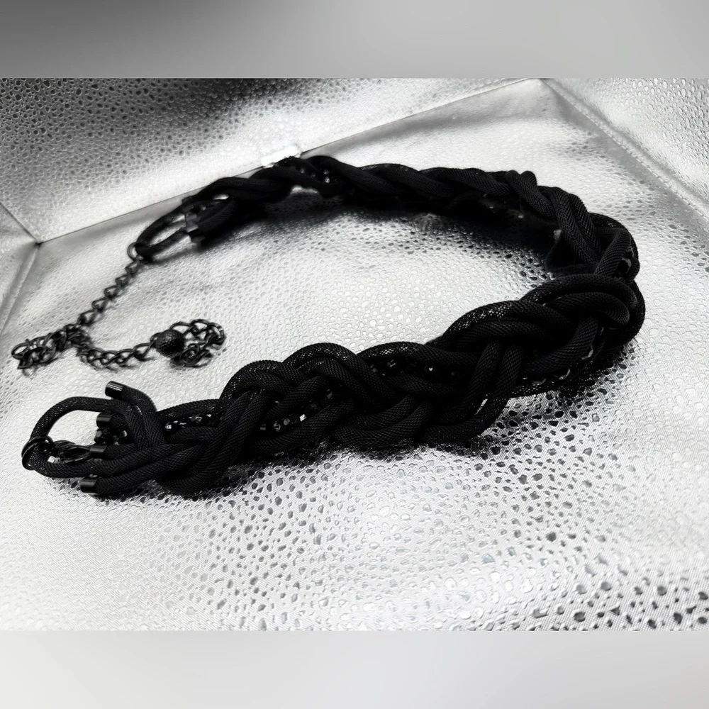 Black Braided Mesh Belt